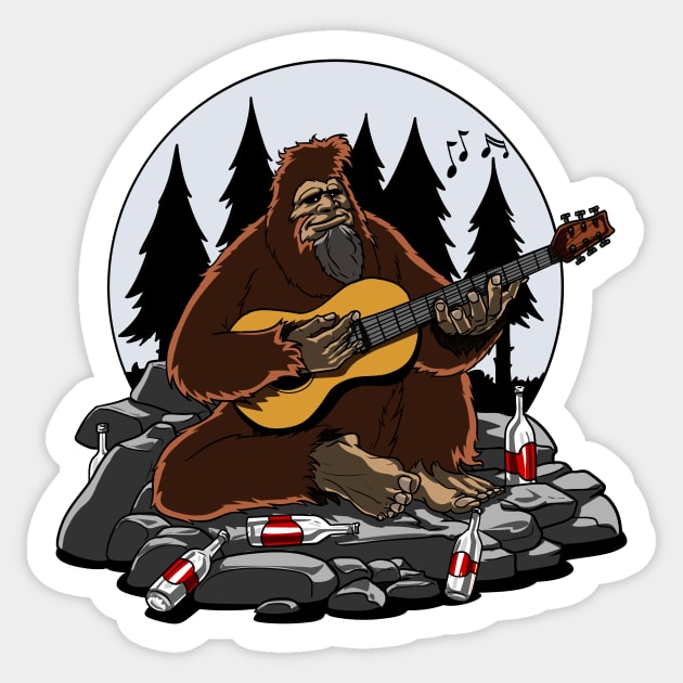 Bigfoot Camping Sticker by underheaven